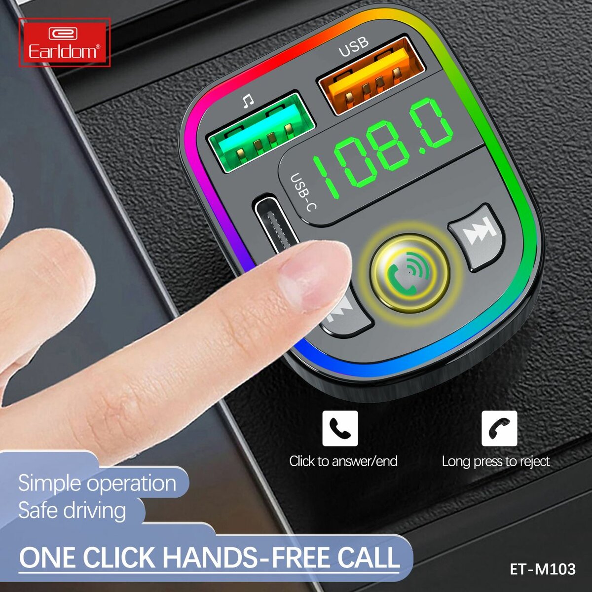 Earldom Car Modulator MP3 Player 3.1A Type C