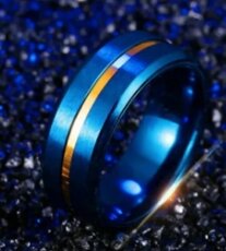 Titanium Blue and Golsan line Ring For Men and women
