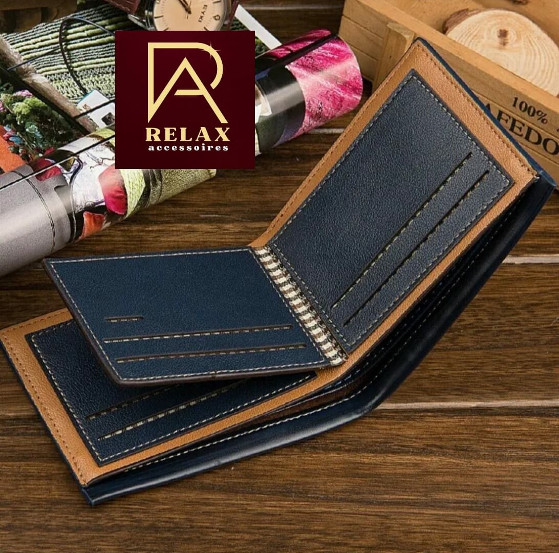 Portefeuille homme noir avec couture