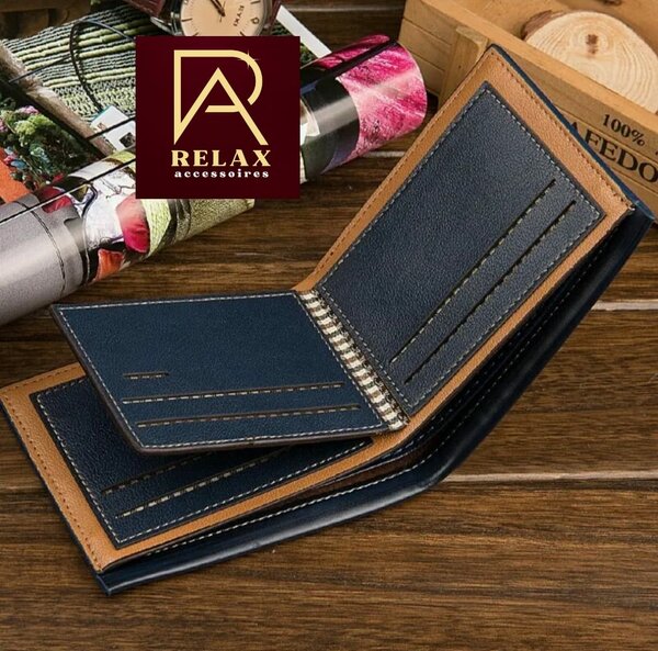 Portefeuille homme noir avec couture