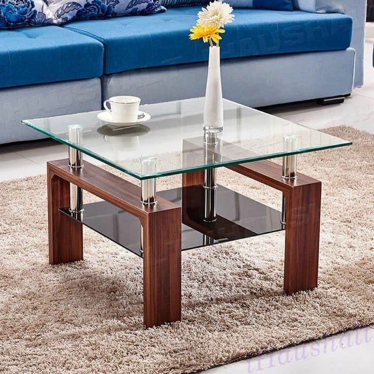 Table basse centrale vitrée