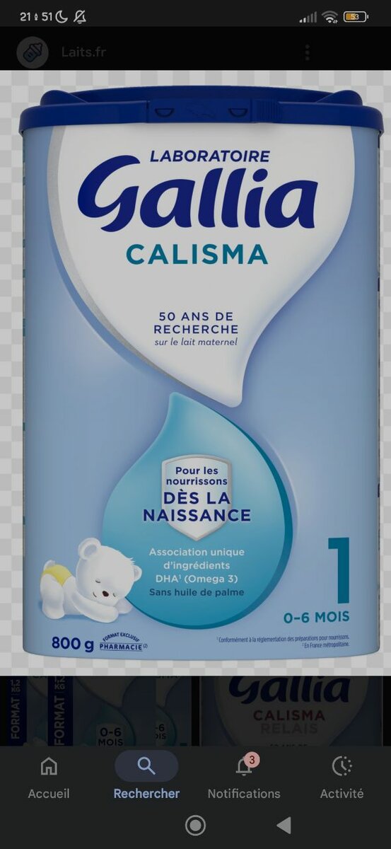 Lait Infantile Gallia Calisma