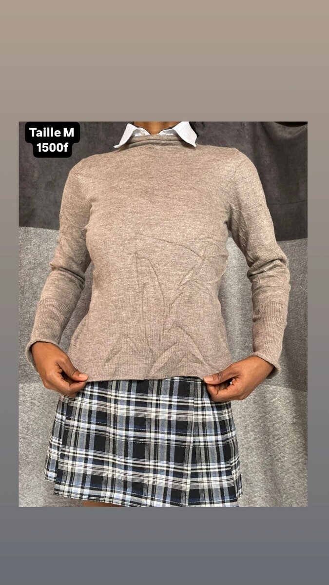 Pull en tricot beige M