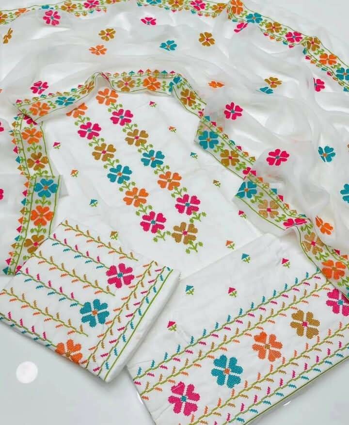 Embroided lawn cotton suit