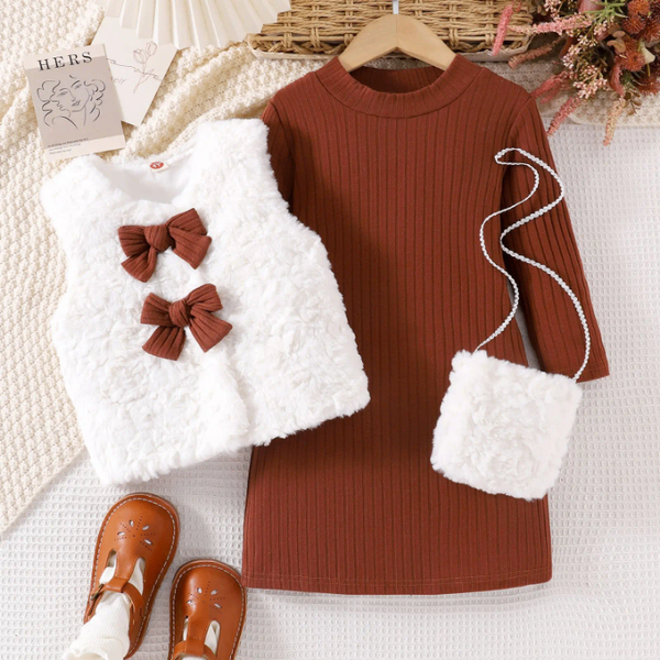 Robe Enfant avec Gilet Fourrure