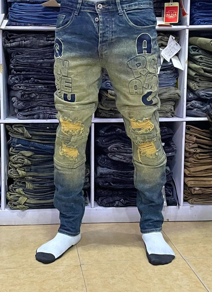 blue jeans with stripes