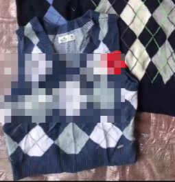 Vest with a blue print