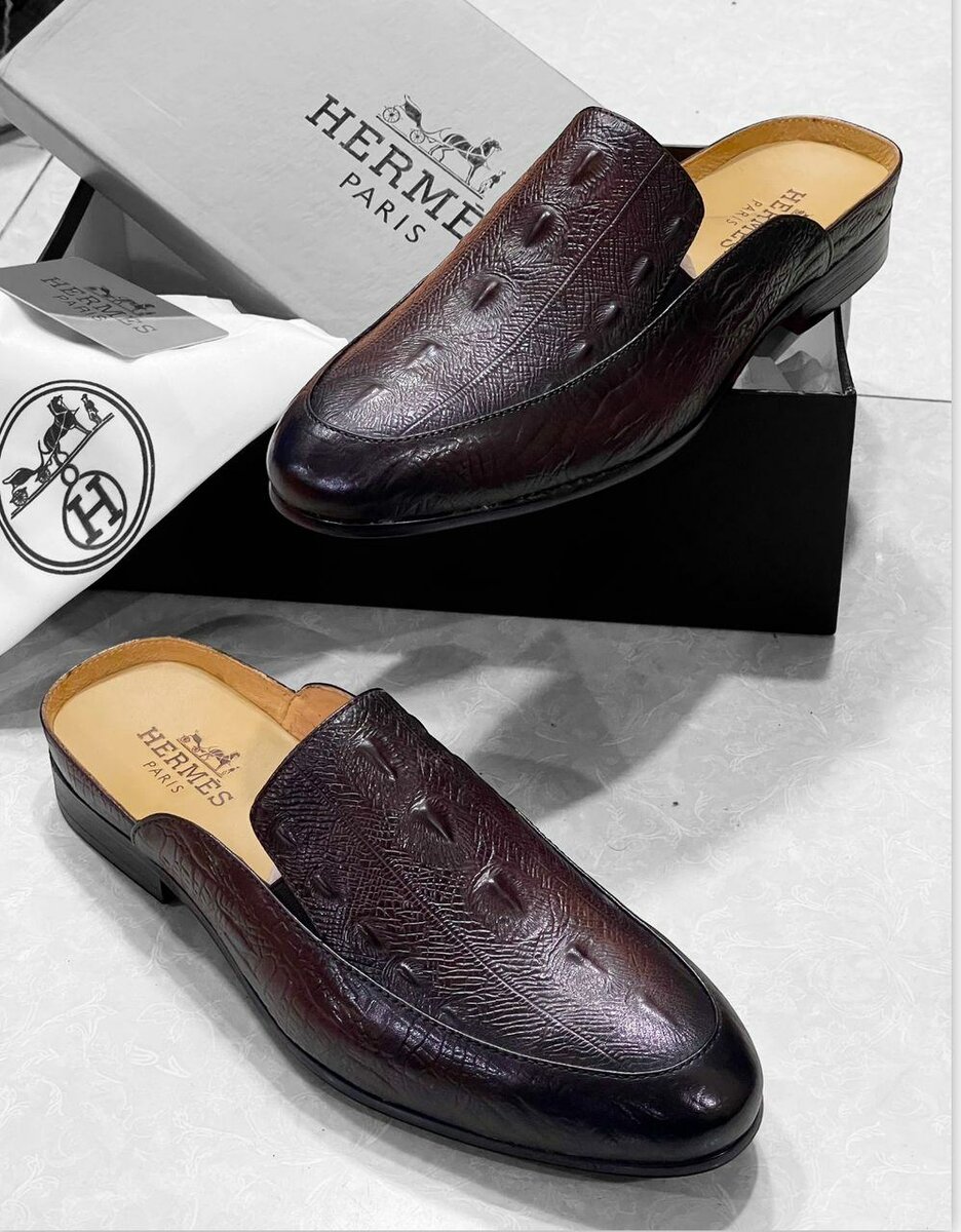 Hermes super quality leather half shoes