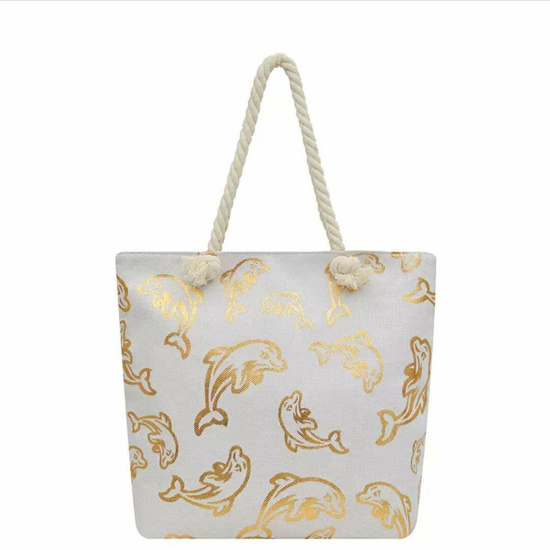 Sac de plage dauphins dorés