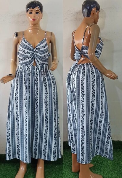 Robe longue à rayures