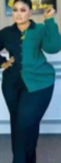 Tailleur pantalon femme avec chemise noire et émeraude