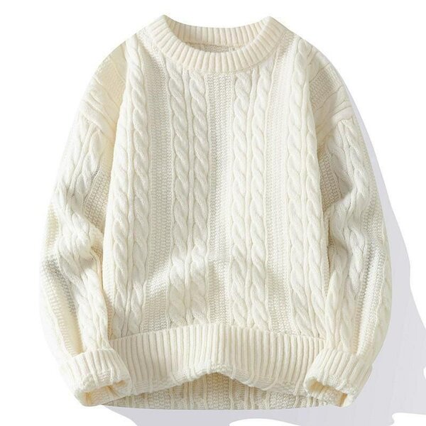 Pull Tricot Torsadé Blanc