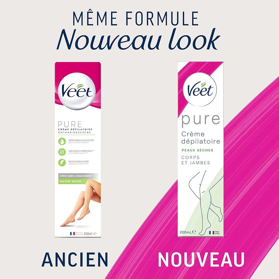 Veet Pure Crème Dépilatoire Peaux Sèches 200ml