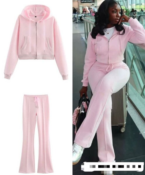 Ensemble de survêtement rose en velours confortable