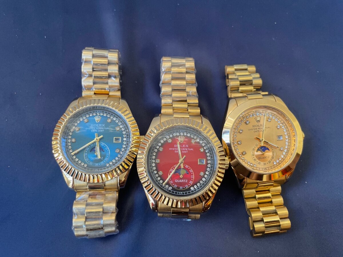 Golden wrist watches