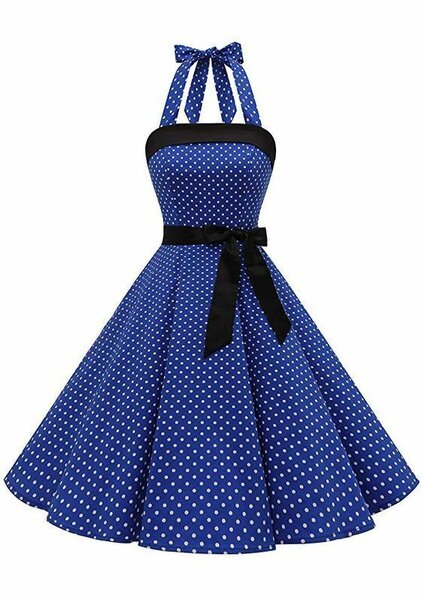 Robe vintage pois bleue