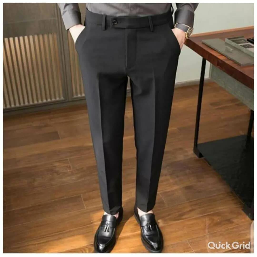 Office plain black Material trousers