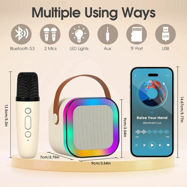 Portable Bluetooth Speaker with a Free Mic. With colorful li