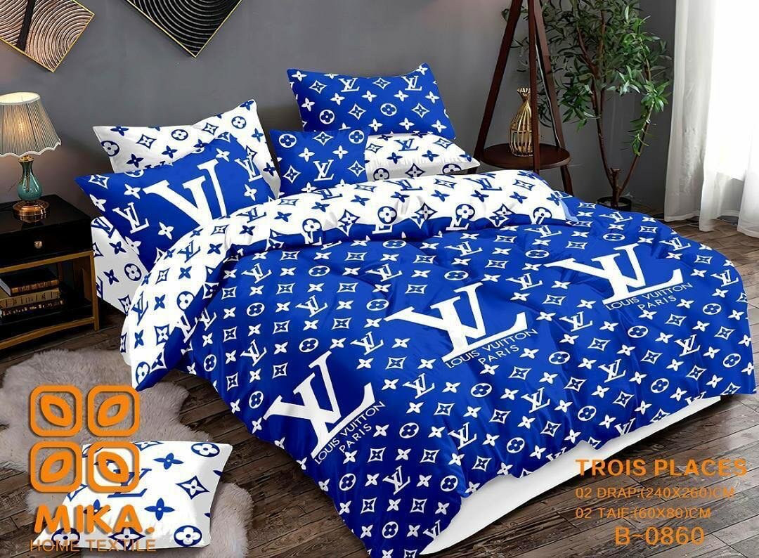 Linge de Lit Fleuri Bleu