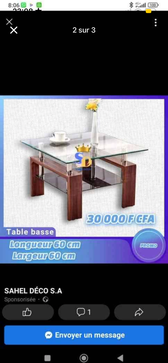 Table basse en verre moderne