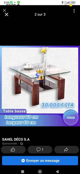 Table basse en verre moderne