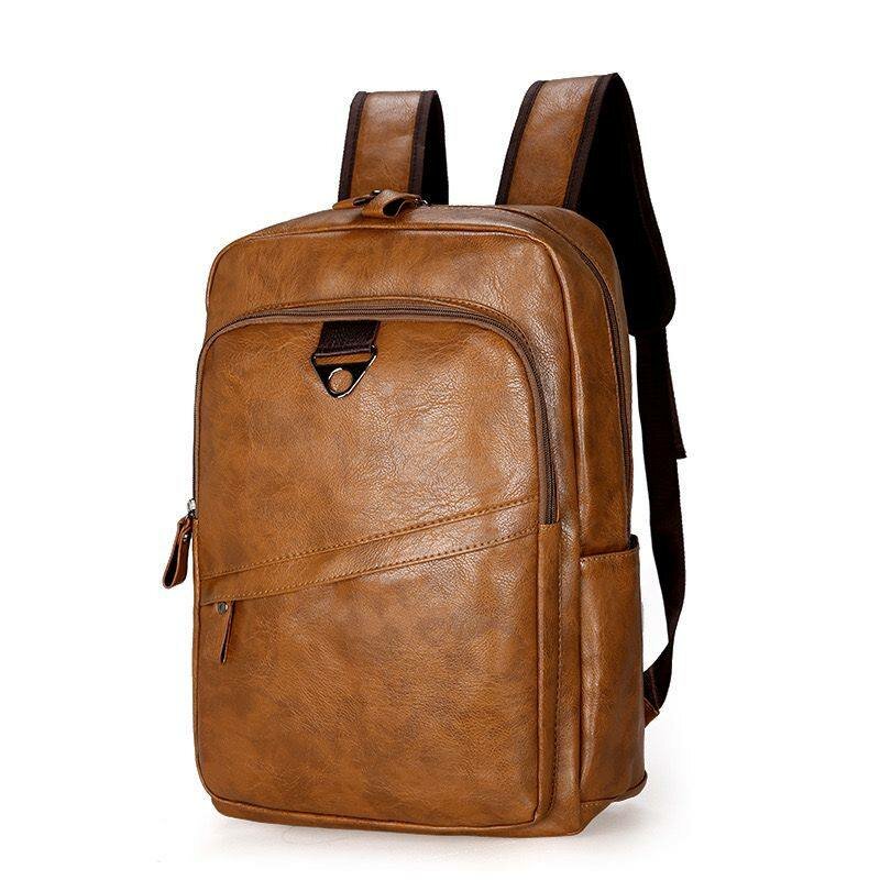 Waterproof leather laptop travel backpack school bag