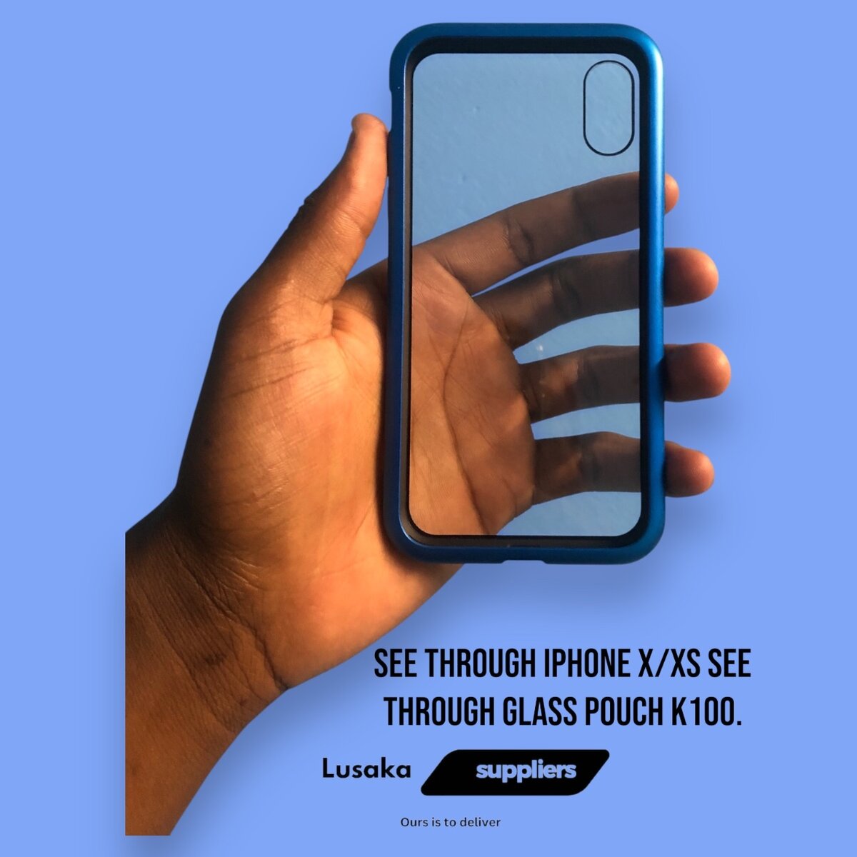 iPhone X/xs glass see-through magnetic casing.