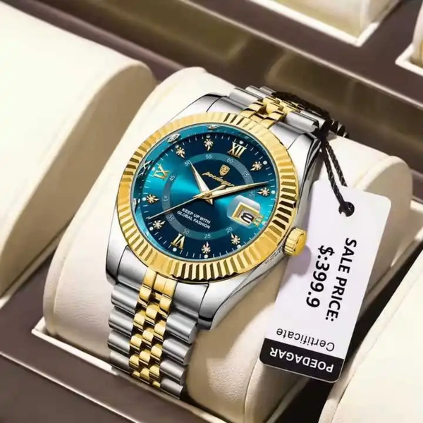 Montre Luxueuse en Acier Doré