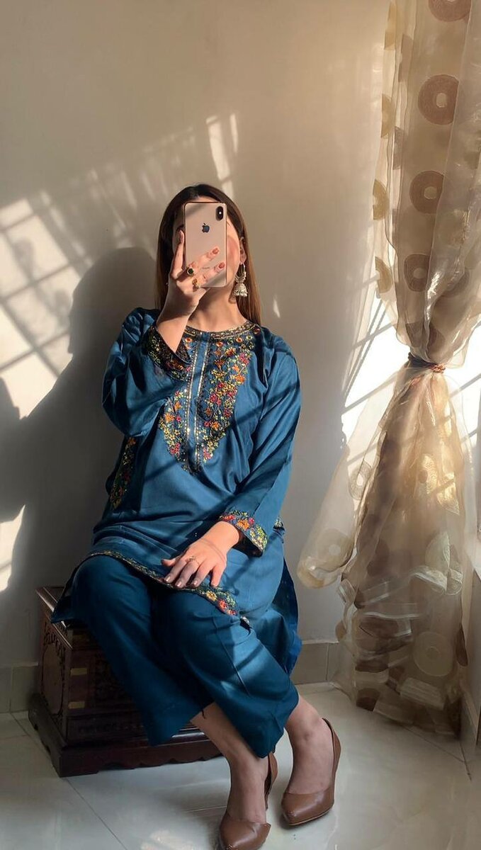 Linen sequence pocket embroidery 2p suit for girls and women