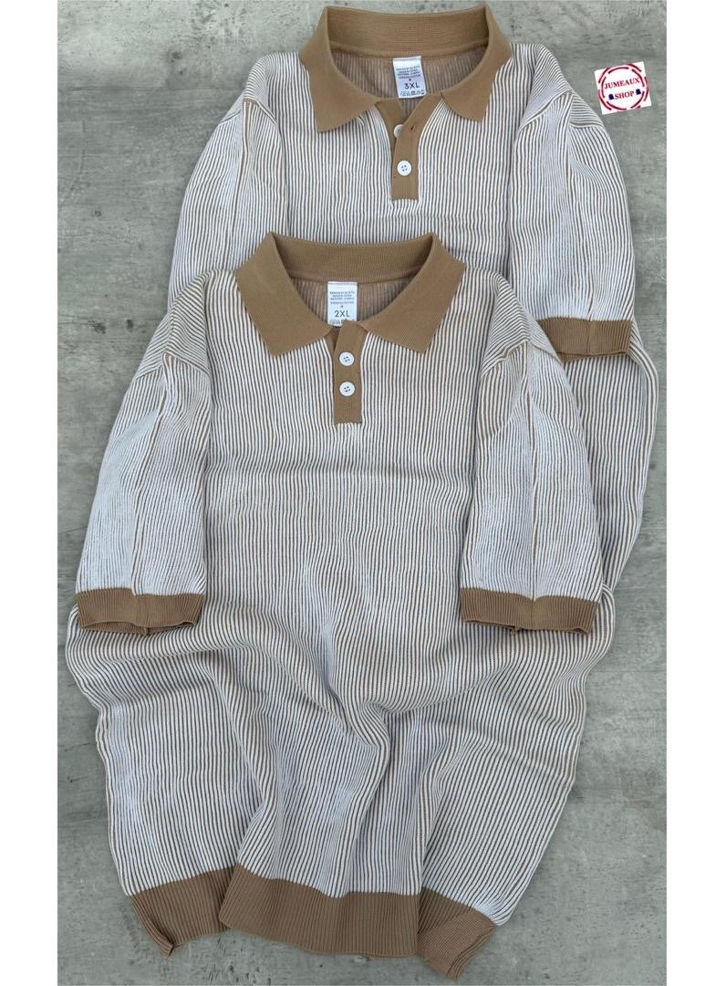Pull Polo Rayé en Coton