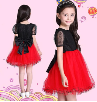 Girls Clothes Dress, Children Summer , Baby Girl Party Baby Girl Red Lace Ball Gown, ( Fabric Net)