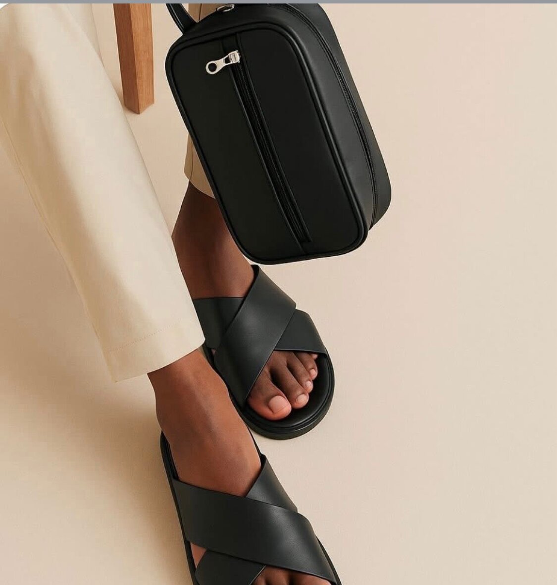 Sandales en cuir noir élégantes