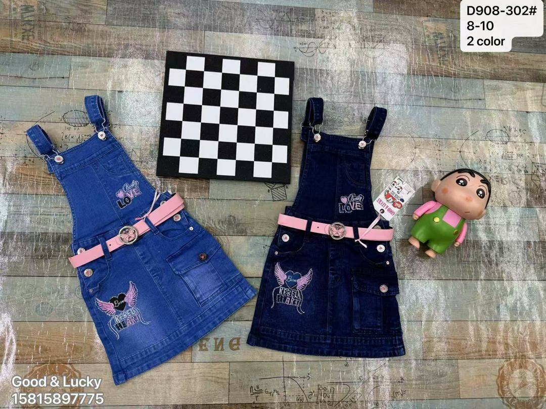 Robe salopette en jean fille