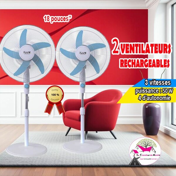 Ventilateur rechargeable 18 pouces