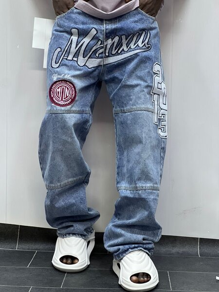 Jean décontracté logo brodé