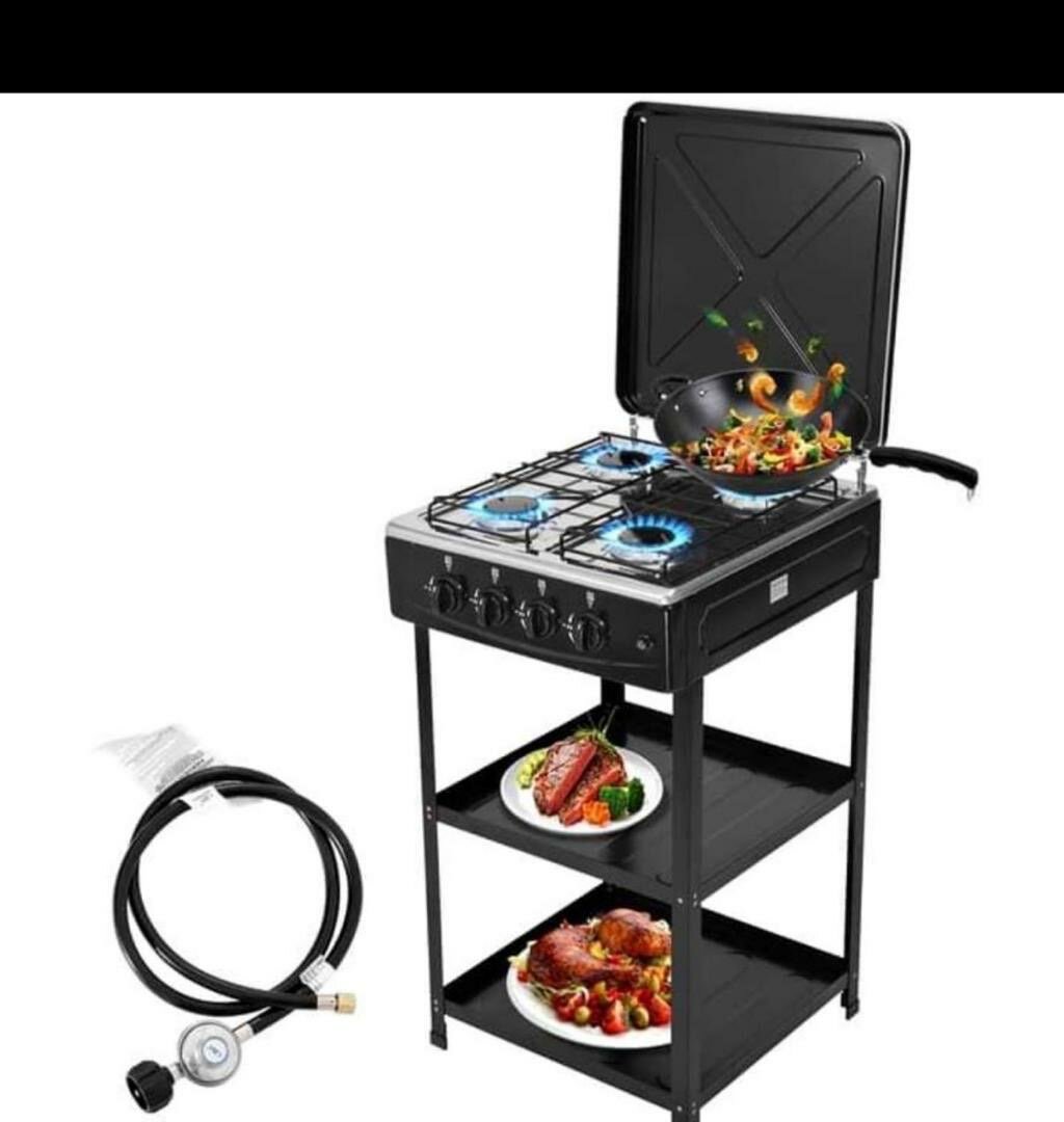 Standing Gas stove 4 Burner and shelves