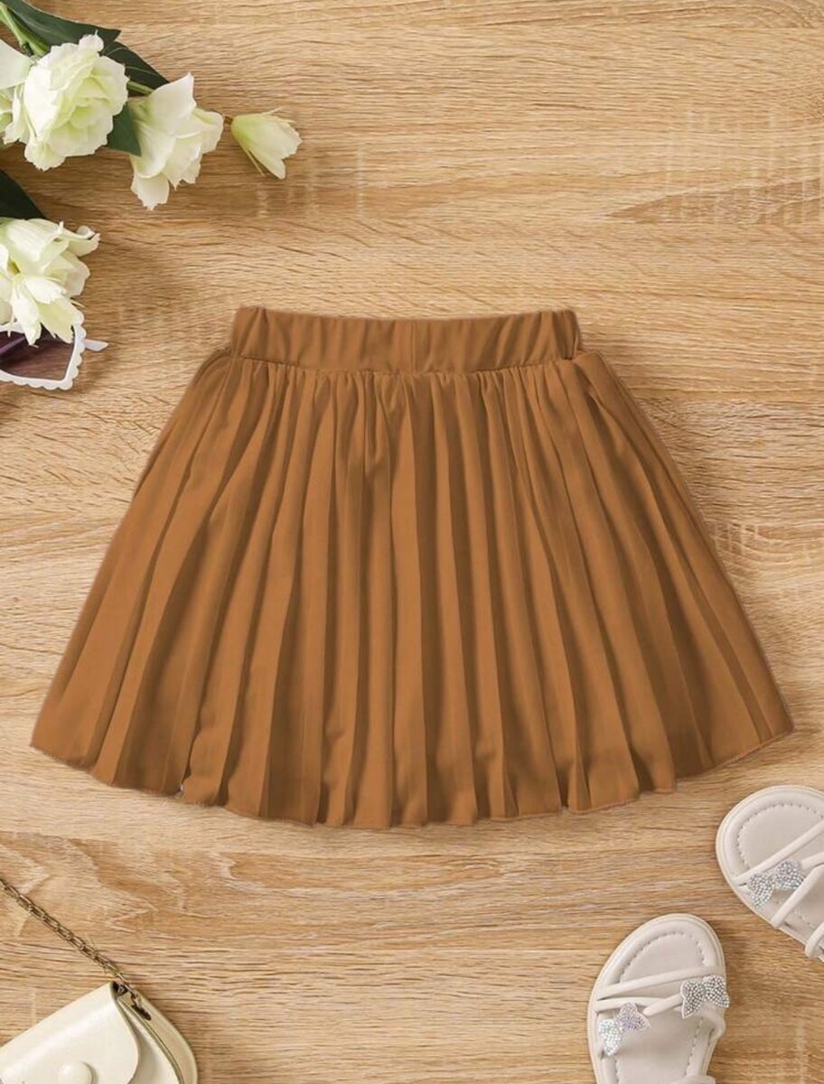 Young Girl Casual Elastic Waist Pleated Skirt. 4&7years.