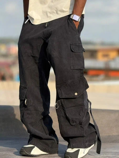 Pantalon cargo noir homme