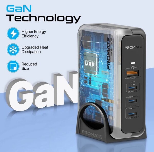 Promate Super Speed GaNFast PD3.1 Charging Station with 140W
