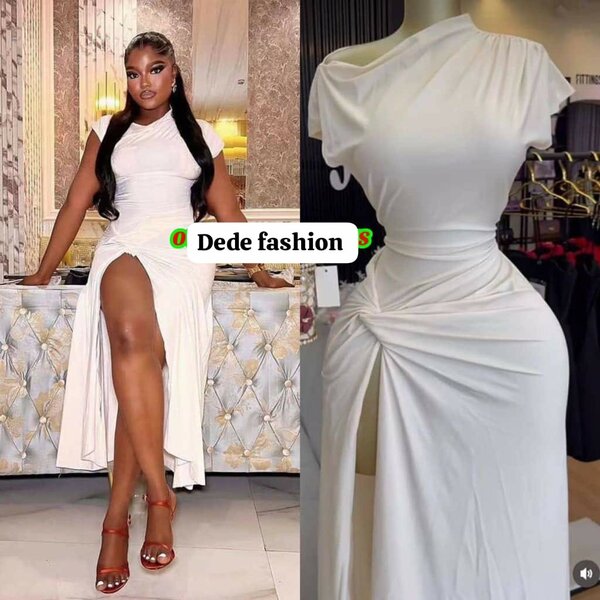 Robe Élégante Blanche Fendue