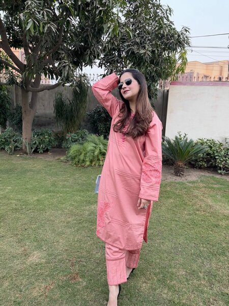 Hot Pink 2 Piece Embroidered Co Ord Set