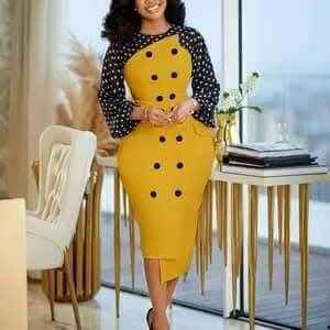 Robe Élégante Jaune à Pois