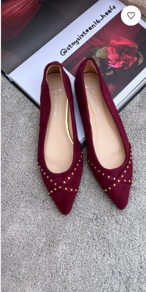 Lady Amarinta wine suede flat shoes
