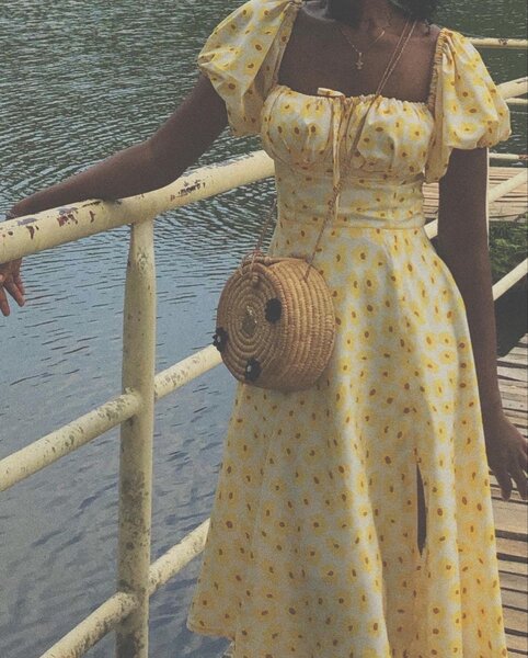 Robe Maxi Été à Manches Bouffantes