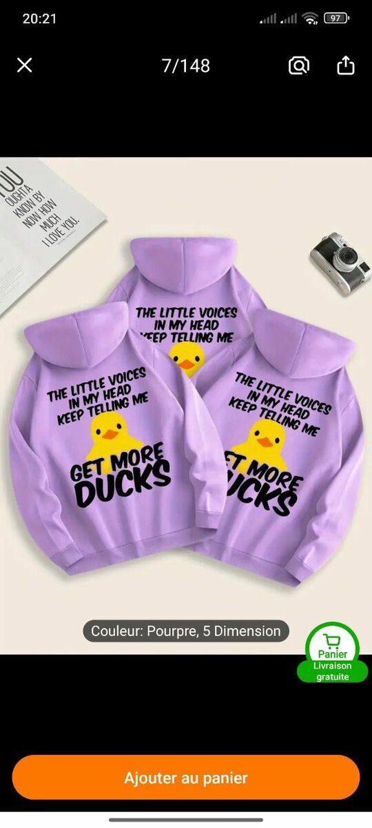 Sweat-shirt violet drôle