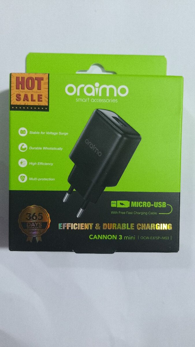 Chargeur ORAIMO E37sp original bout (micro-Usb)
