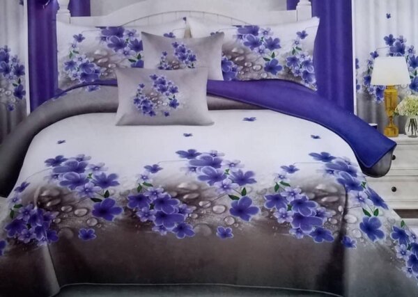 Bedding set with multi-colored print, 5 pieces, Queen size