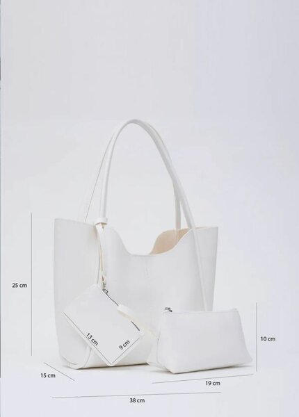 Elegant White Tote Bag Set