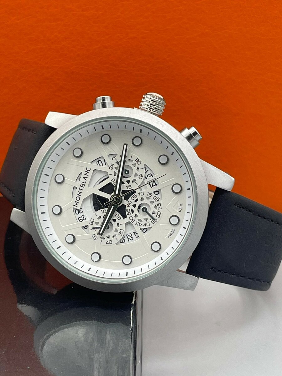 Mint blanc men leather watch