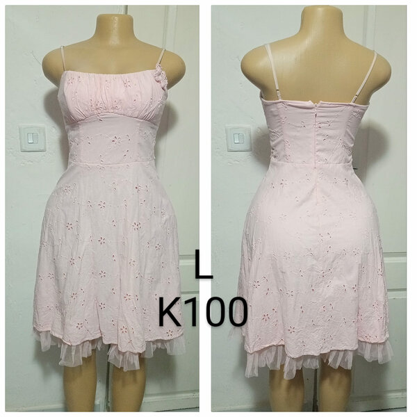 Women's pink sundress with straps, size L